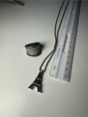 Eiffel Tower Pendant Necklace in Black and Silver
